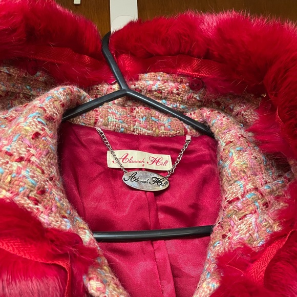 Alannah Hill “Running With Scissors” Hood Coat with removable rabbit fur trim. - Picture 2 of 5